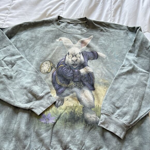 Boundless White Rabbit Alice in Wonderland Sweatshirt Womens XL Oversized - Picture 2 of 5